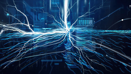 Abstract depiction of artificial intelligence and data processing