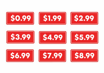 Red sale and discount label sticker set for retail promotion design