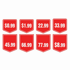 Red sale labels and discount tags set for retail promotion design