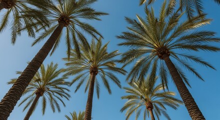 Tropical vacation with palm trees against a clear blue sky summer holiday destination travel photography