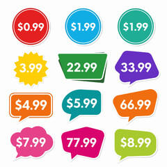 Colorful sale labels and tags set for discount and promotion design