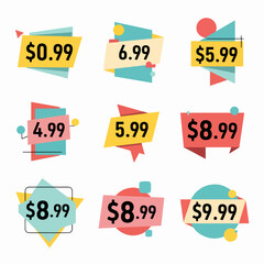 set of colorful discount labels, set price