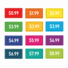 set of colorful discount labels, set price
