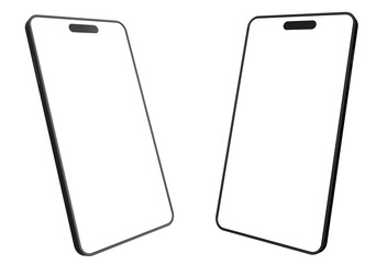 Smartphones Mockup With Blank Display rendered in 3D on a Transparent Background
