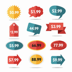set price of colorful speech bubbles