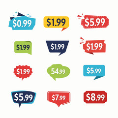 Label price, Set of colorful sale labels