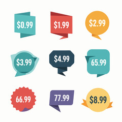 Set of sale stickers, Price label