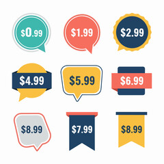 Label price, Set of colorful sale labels