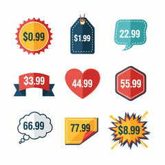 Set of colorful  price sale labels