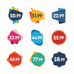 Set of colorful  price sale labels