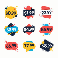Set of colorful  price sale labels
