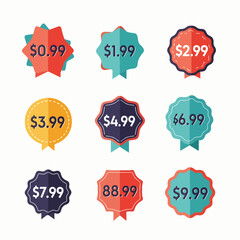 Set of colorful  price sale labels