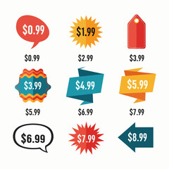 Set of colorful sale labels, set price