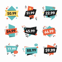Set of colorful sale labels, set price