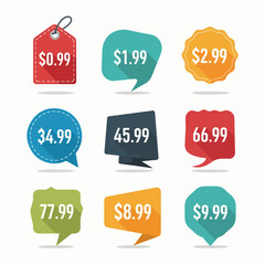 Set of colorful sale labels, set price