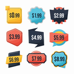 Set of colorful sale labels, set price