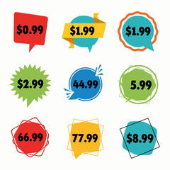 Set of colorful sale labels, set price