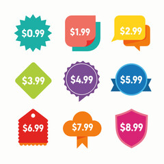 Set of colorful sale stickers, set color price