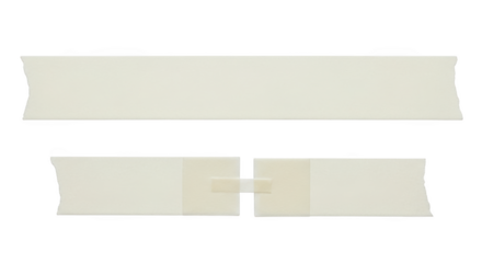 Beige paper tape strip ripped isolated and joined with adhesive pieces isolated on transparent background
