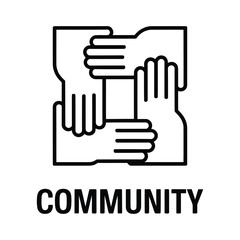 Community Icon with Hands Connected in Unity Outline Style