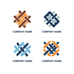 Fototapeta premium Four variations of an abstract woven pattern logo design for company branding.