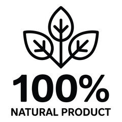 100% Natural Product Icon - Eco Friendly Organic Leaves Design