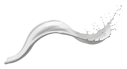 Isolated milk splash with droplets against neutral backdrop for creamy refreshment visuals