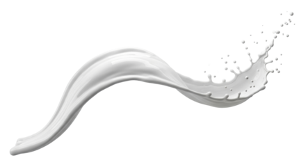 Isolated milk splash with droplets against neutral backdrop for creamy refreshment visuals