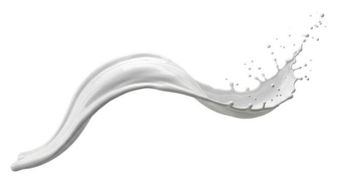 Isolated milk splash with droplets against neutral backdrop for creamy refreshment visuals