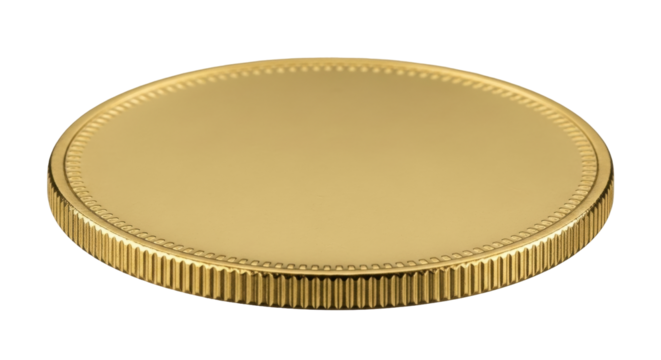 Isolated shiny gold coin for currency, finance, money, gambling, and investment concepts
