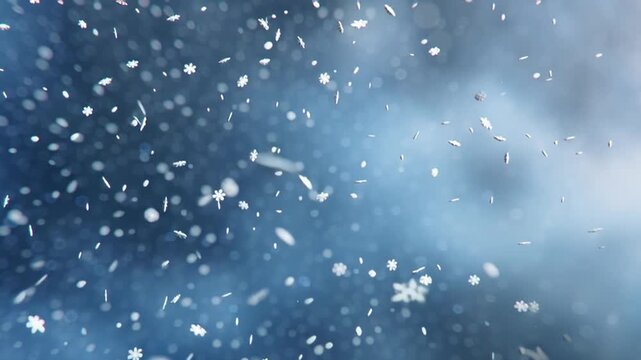 Winter's Gentle Embrace: A breathtaking view of falling snowflakes, floating delicately against a backdrop of diffused winter light, capturing the quiet beauty of nature's winter wonderland.