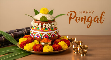 Traditional Pongal Festival Celebration with Authentic Decorations and Sweets