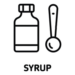 Syrup, Medicine Bottle, Healthcare, Liquid Medicine, Pharmacy Line Icon