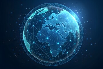 Digital globe with interconnected network lines earth