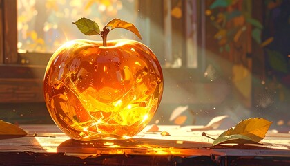 Golden apple, autumnal light