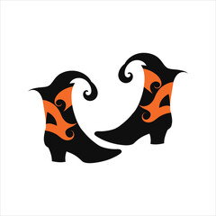 Witch Boots with Curled Toes Vector Icon on White Background