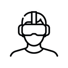 Simple line icon of a person wearing a virtual reality headset