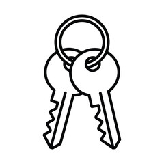 Simple line drawing of two keys on a keyring