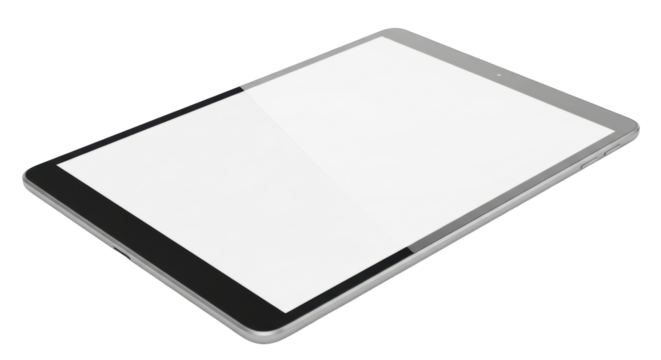 Isolated digital device on table showing blank screen for mockup, advertisement use