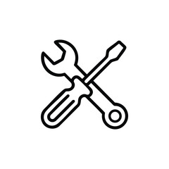 Minimalist Wrench and Screwdriver Icon – Tools and Maintenance Symbol
