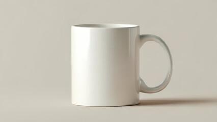 Obraz premium Photorealistic Mockup of a Blank White Ceramic Coffee Mug Against a Pale Green-Blue Backdrop