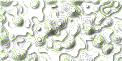 3D Stylized topographic contour map. Abstract lines or wavy backdrop background. Gray Stylized Bokeh Effect Topographic Contour Scheme and Terrain on old paper. Geographic mountain terrain.