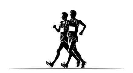 Race Walkers Black and White A Study in Athleticism, Determination, and Sportsmanship