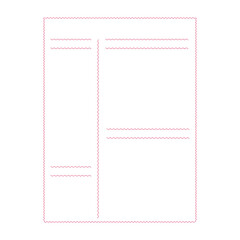 Red Document Template with Wavy Lines and Columns Keywords: red, template, document, wavy lines, zigzag isolated on a transparent background
