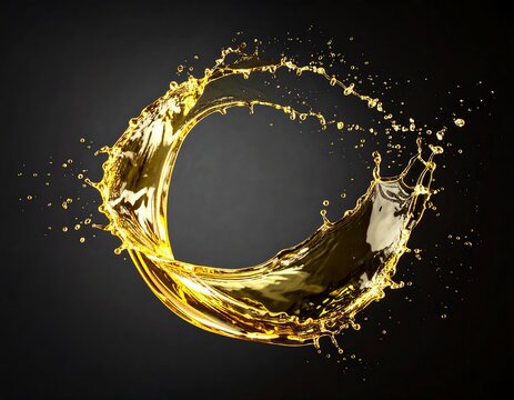 Golden liquid splash in a circular pattern