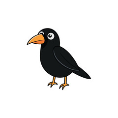 Obraz premium Black Crow Cartoon Vector Illustration