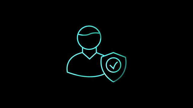 4k ultra hd user protection icon motion graphic with futuristic glowing neon animation.