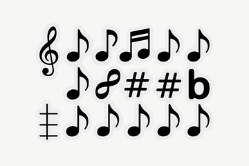 Musical Notes Composition Decorative Design for Arts and Entertainment Projects and Music Education on White Background