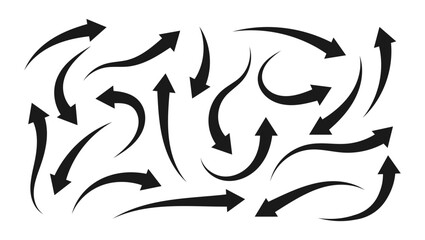 set of simple hand draw doodle line arrow, colorful geometric arrows vector, abstract up down arrows form elements dotted line icon,Sketch design card, invitation, wallpaper, poster, background	