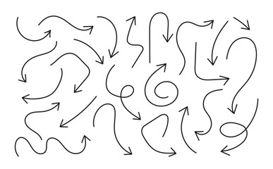 set of simple hand draw doodle line arrow, colorful geometric arrows vector, abstract up down arrows form elements dotted line icon,Sketch design card, invitation, wallpaper, poster, background	